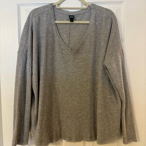 Wild Fable Gray Waffle Knit Long Sleeve Top | Size Large